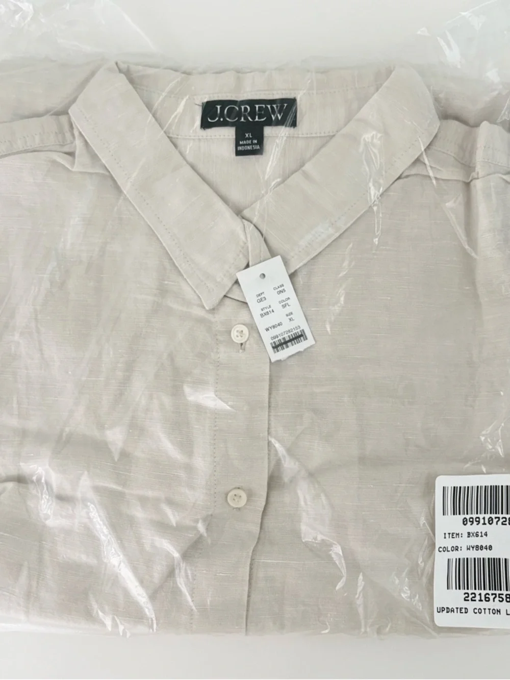 NWT J. Crew Relaxed-fit Beach Shirt Linen-Cotton Blend Sheer Flax